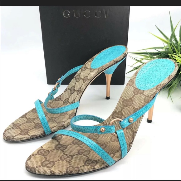 Gucci Shoes - Gucci Authentic GG Logo Strappy Heel Sandal W/ Box